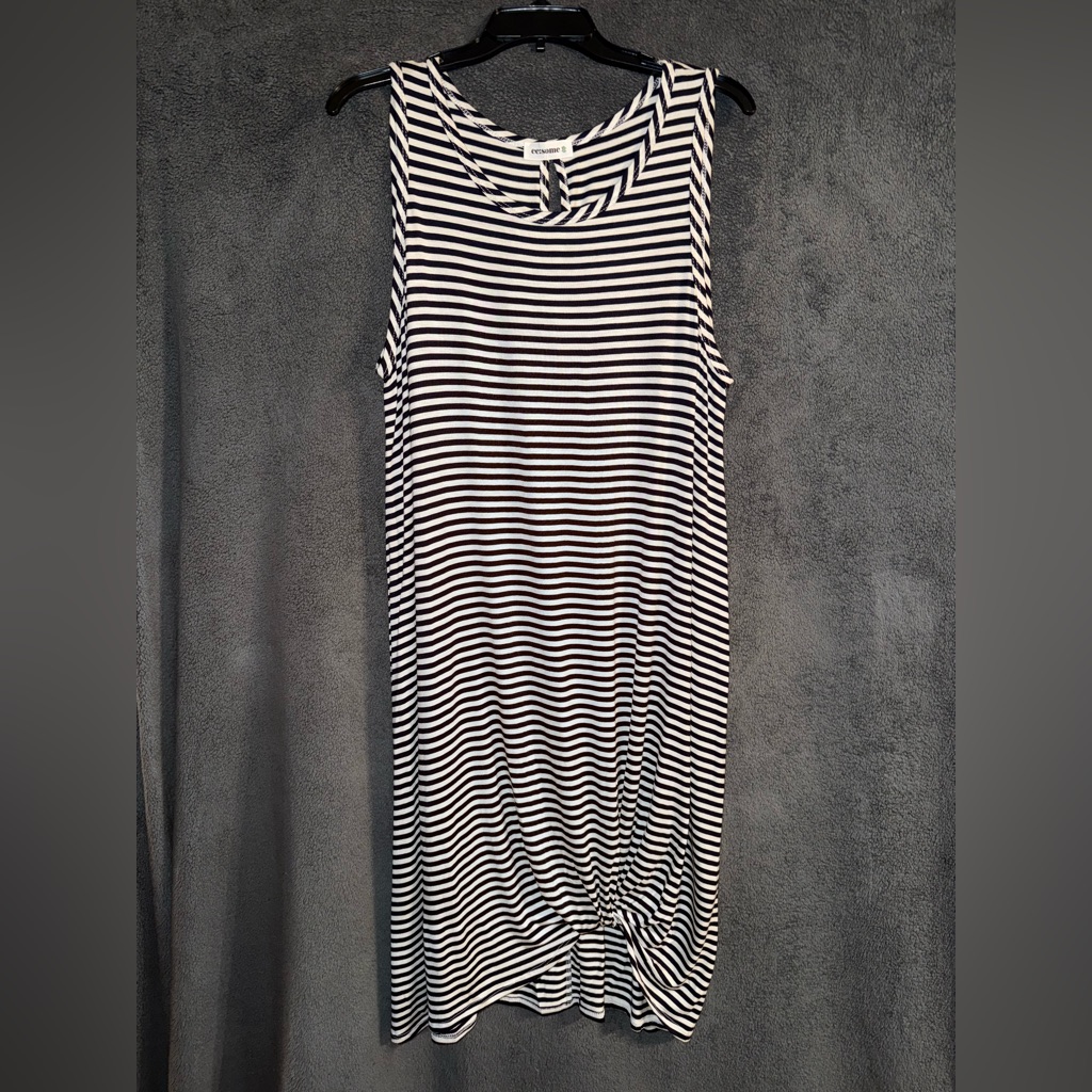 Nwt Eesome Black And White Striped Midi Dress